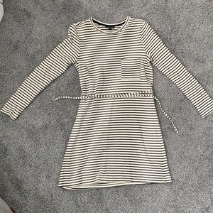 TOPSHOP long sleeved striped dress with tie waist